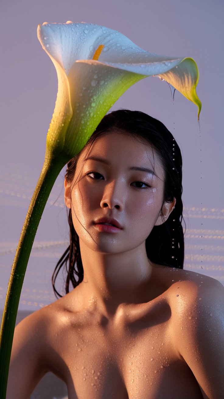 Une-femme-asiatique-coreenne-avec-une-peau-hydrate-rayonnante-eclatante-par-des-soins-de-peau-de-marque-Grazzi-An-Asian-Korean-woman-with-radiant-glowing-moisturized-skin-using-Grazzi-skincare-brand